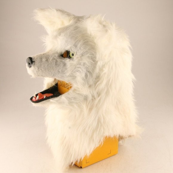 Halloween Costume White Wolf Head Adult Size Mascot - Picture 2 of 5